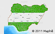 Flag 3D Map of Nigeria, single color outside, bathymetry sea, flag rotated