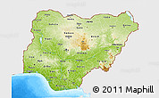 Physical 3D Map of Nigeria, single color outside, bathymetry sea