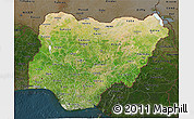 Satellite 3D Map of Nigeria, darken