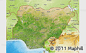 Satellite 3D Map of Nigeria, physical outside