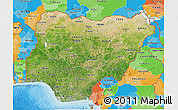 Satellite 3D Map of Nigeria, political outside