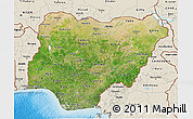 Satellite 3D Map of Nigeria, shaded relief outside