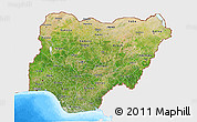 Satellite 3D Map of Nigeria, single color outside, bathymetry sea
