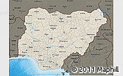 Shaded Relief 3D Map of Nigeria, darken, land only