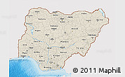 Shaded Relief 3D Map of Nigeria, single color outside