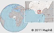 Gray Location Map of Isiala-N, highlighted country, highlighted parent region, hill shading
