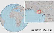 Gray Location Map of Isiala-N, highlighted parent region, hill shading