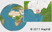 Satellite Location Map of Isiala-N, highlighted country, highlighted parent region