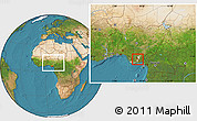 Satellite Location Map of Isiala-N, highlighted parent region, within the entire country