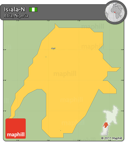 Savanna Style Simple Map of Isiala-N, single color outside