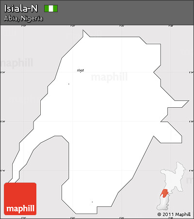 Silver Style Simple Map of Isiala-N, cropped outside