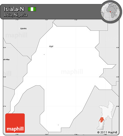 Silver Style Simple Map of Isiala-N
