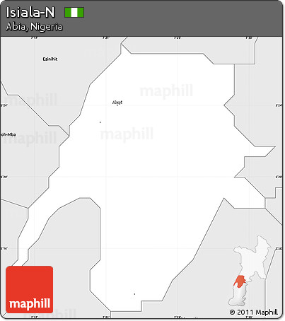 Silver Style Simple Map of Isiala-N