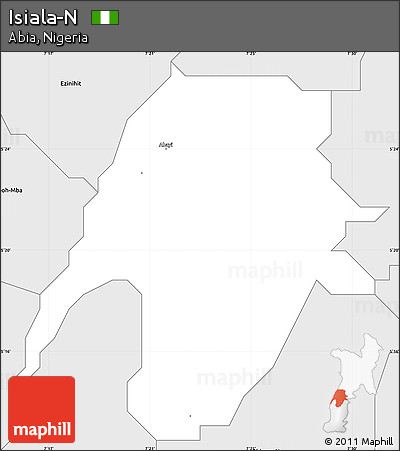 Silver Style Simple Map of Isiala-N