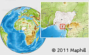 Physical Location Map of Abia, highlighted country, within the entire country