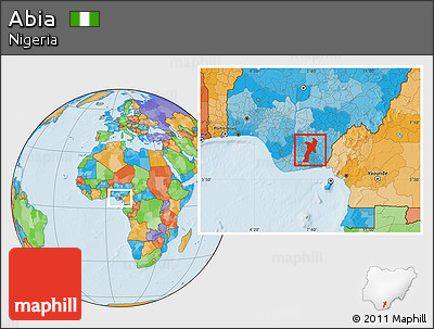 Political Location Map of Abia
