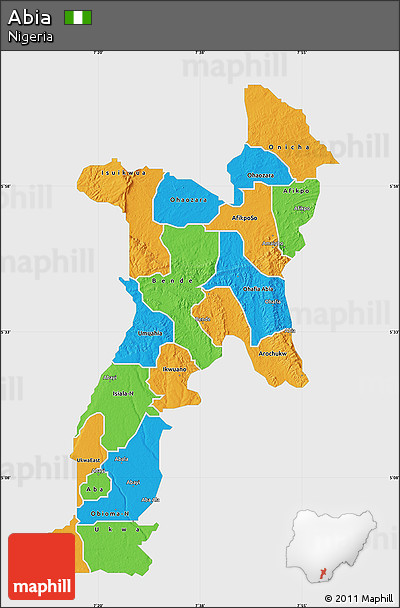Political Map of Abia, single color outside