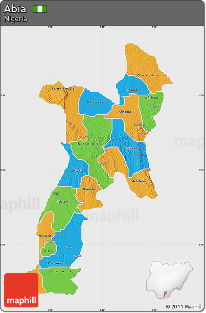Political Map of Abia, single color outside