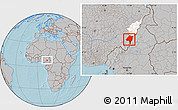 Gray Location Map of Ganye, highlighted parent region, hill shading