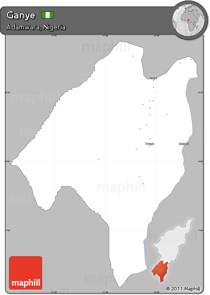 Gray Simple Map of Ganye, single color outside