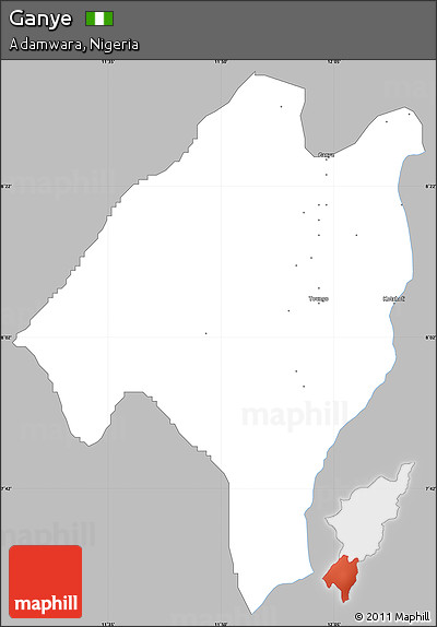 Gray Simple Map of Ganye, single color outside