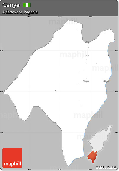 Gray Simple Map of Ganye, single color outside