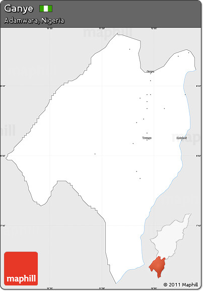 Silver Style Simple Map of Ganye, single color outside