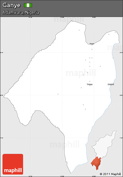 Silver Style Simple Map of Ganye, single color outside