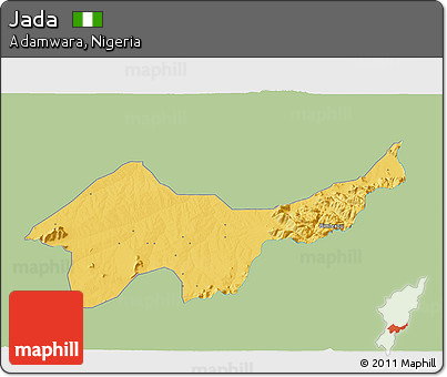 Savanna Style 3D Map of Jada, single color outside