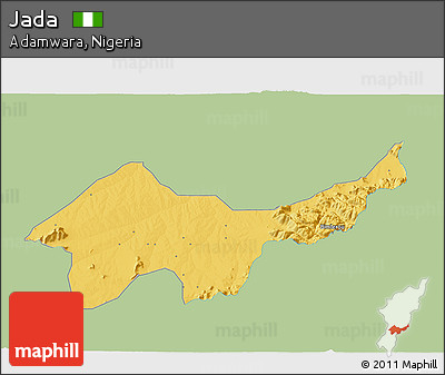 Savanna Style 3D Map of Jada, single color outside