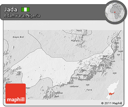 Silver Style 3D Map of Jada