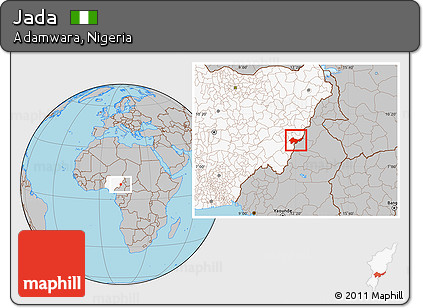 Gray Location Map of Jada, highlighted country