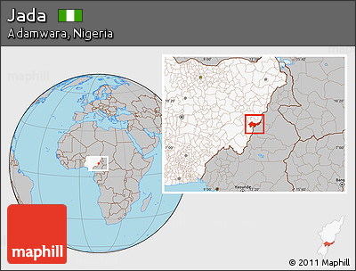 Gray Location Map of Jada, highlighted country