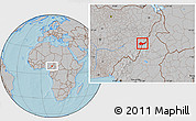 Gray Location Map of Jada, hill shading