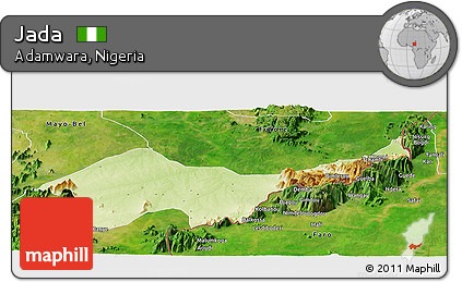 Physical Panoramic Map of Jada, satellite outside