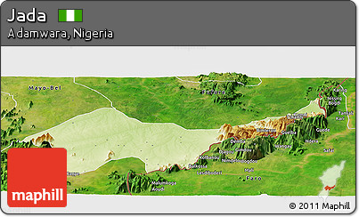 Physical Panoramic Map of Jada, satellite outside