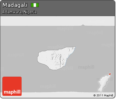 Gray 3D Map of Madagali, single color outside