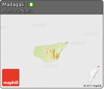 Physical 3D Map of Madagali, single color outside