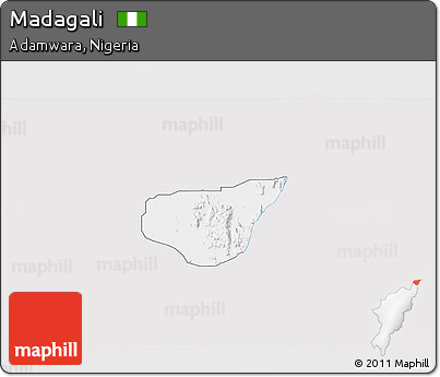 Silver Style 3D Map of Madagali, single color outside