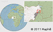 Savanna Style Location Map of Madagali, highlighted country, highlighted parent region, hill shading