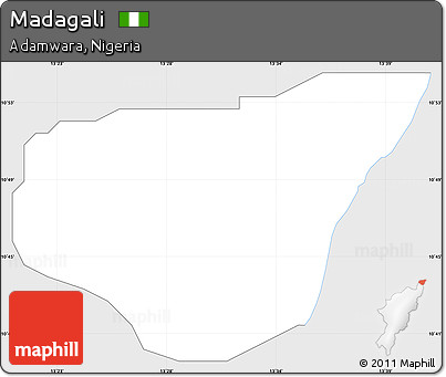 Silver Style Simple Map of Madagali, single color outside