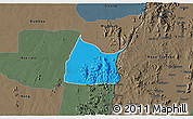 Political 3D Map of Michika, darken, semi-desaturated