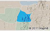 Political 3D Map of Michika, lighten, semi-desaturated