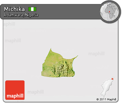 Satellite 3D Map of Michika, cropped outside
