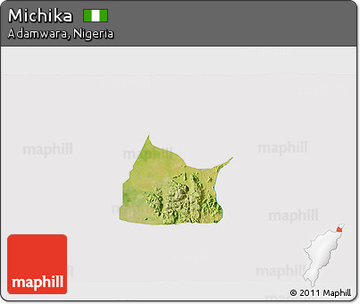 Satellite 3D Map of Michika, cropped outside