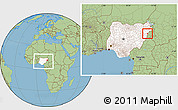 Savanna Style Location Map of Michika, highlighted country, within the entire country