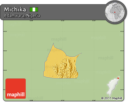 Savanna Style Map of Michika, single color outside