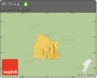 Savanna Style Map of Michika, single color outside