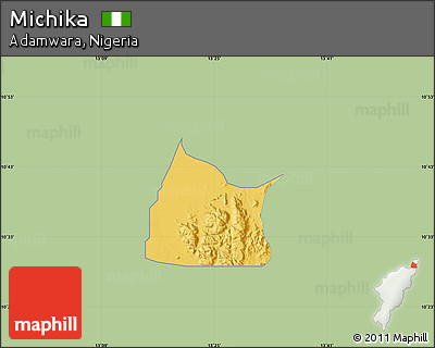 Savanna Style Map of Michika, single color outside