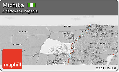 Gray Panoramic Map of Michika